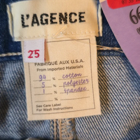 L'AGENCE Blue Denim Mini Skirt with Gold Chain Detail - Picture 2 of 3